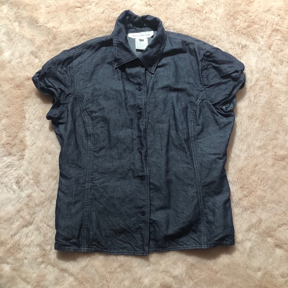 Jones New York Puffed Denim Blouse